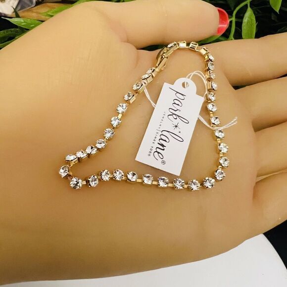 Vintage Park Lane Gold Clear Rhinestone Sparkly Dainty Tennis Bracelet NWT 1390 - Picture 8 of 12